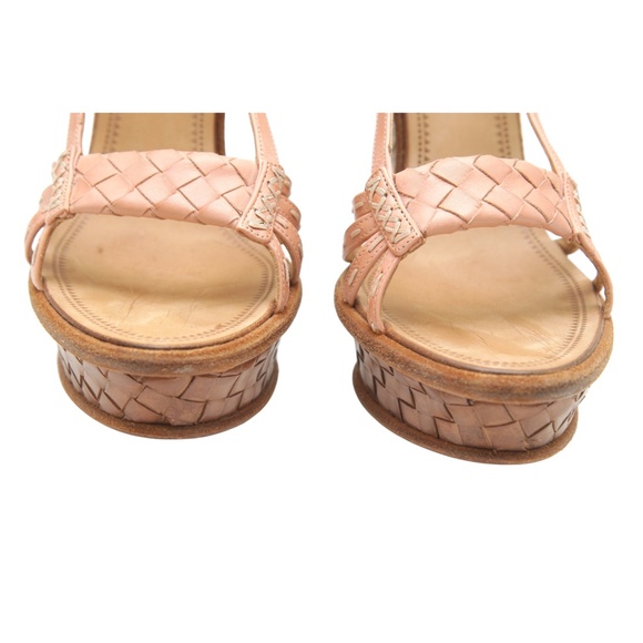 BOTTEGA VENETA Leather Platform Wedge Sandals Sandal INTRECCIATO Pink 38.5 - Picture 8 of 12